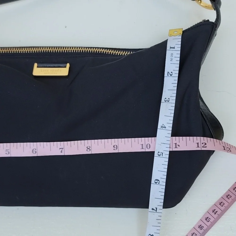 Kate Spade‎ Nylon/Leather Shoulder Purse With Gold Hardware  Black